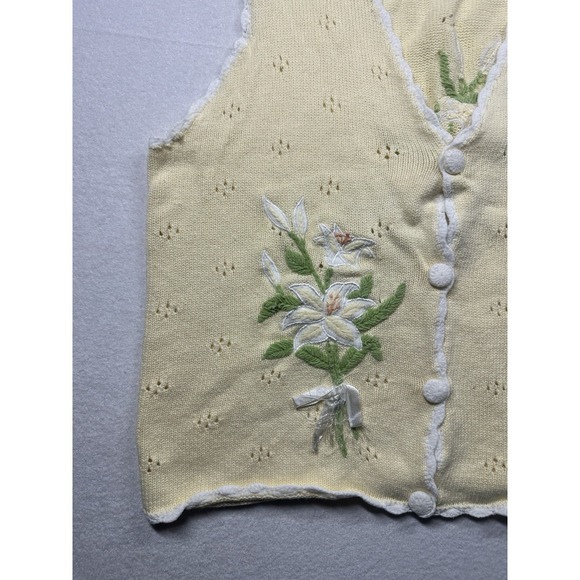 Mandala Day Yellow Embroidered Floral Vest  Rame Cotton  Size L/G  Boho Chic - Picture 7 of 12